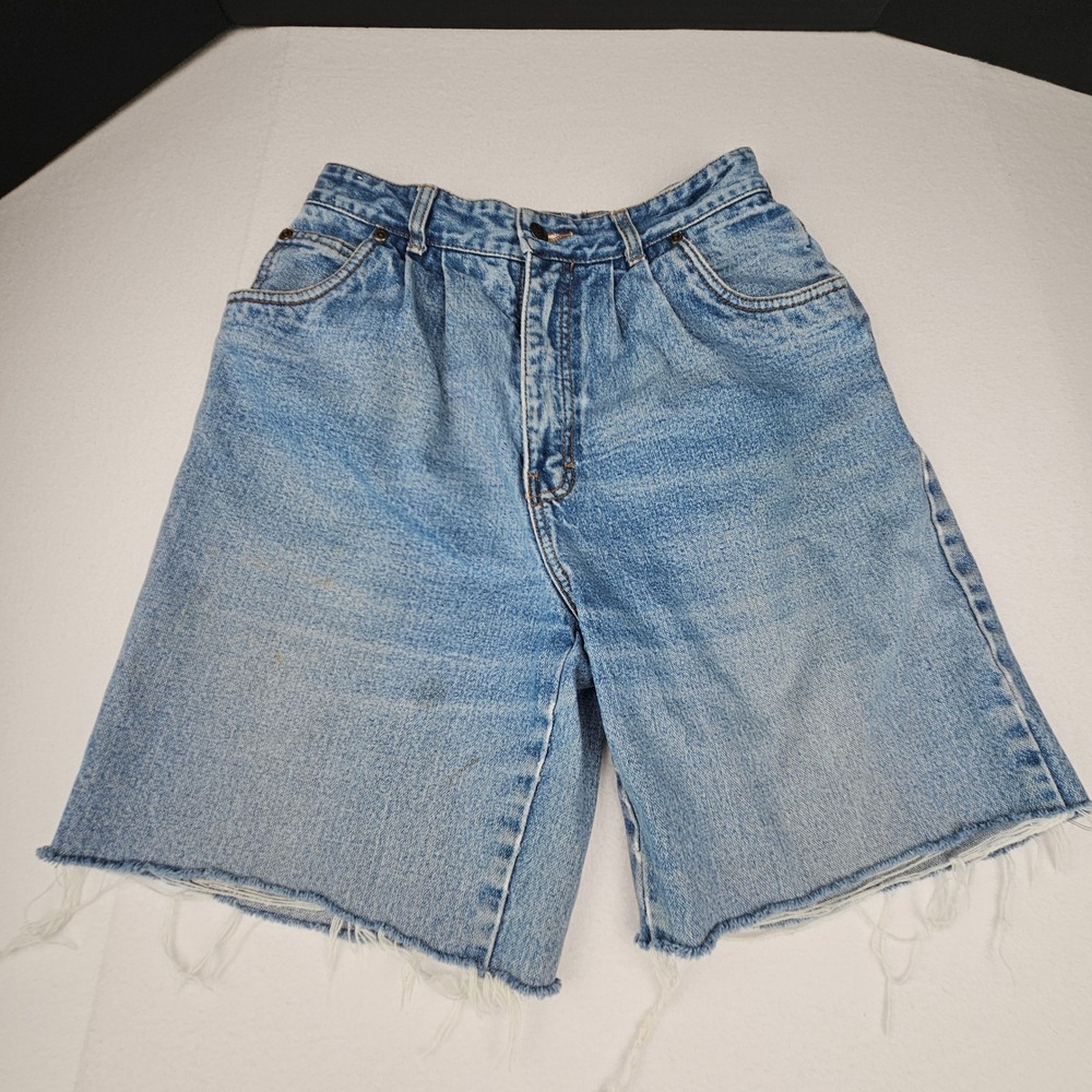 Vintage Jordache High Waisted Cut Off Denim Shorts Blue Pleated 70s 80s Size 31
